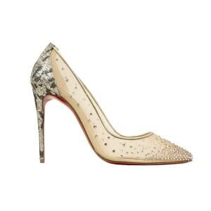 Christian Louboutin NIB Follies Crystal Strass Mesh Glitter Heels Pumps 39.5 NEW